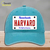 Harvard Massachusetts Novelty License Plate Hat Unconstructed Cotton / Lake Blue