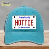 Hottie Massachusetts Novelty License Plate Hat Unconstructed Cotton / Lake Blue