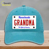 Grandma Massachusetts Novelty License Plate Hat Unconstructed Cotton / Lake Blue