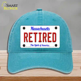 Retired Massachusetts Novelty License Plate Hat Unconstructed Cotton / Lake Blue