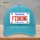 Fishing Massachusetts Novelty License Plate Hat Unconstructed Cotton / Lake Blue