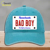 Bad Boy Massachusetts Novelty License Plate Hat Unconstructed Cotton / Lake Blue