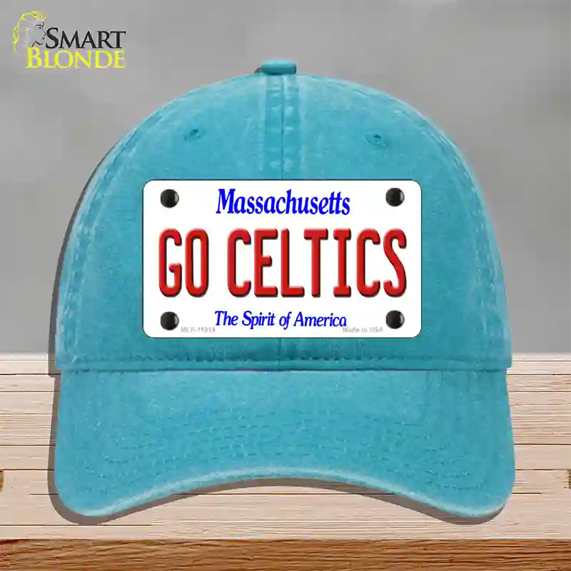 Go Celtics Massachusetts Novelty License Plate Hat Unconstructed Cotton / Lake Blue