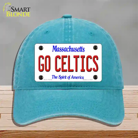 Go Celtics Massachusetts Novelty License Plate Hat Unconstructed Cotton / Lake Blue