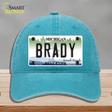 Brady Michigan Novelty License Plate Hat Unconstructed Cotton / Lake Blue