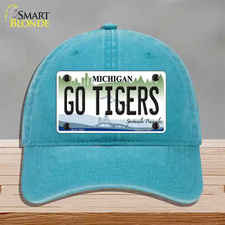 Go Tigers Michigan Novelty License Plate Hat Unconstructed Cotton / Lake Blue