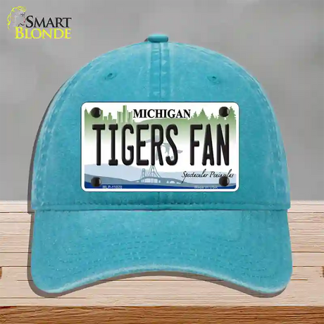 Tigers Fans Michigan Novelty License Plate Hat Unconstructed Cotton / Lake Blue