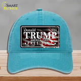 America First Trump Novelty License Plate Hat Unconstructed Cotton / Lake Blue