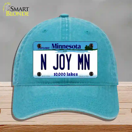 N Joy MN Minnesota Novelty License Plate Hat Unconstructed Cotton / Lake Blue