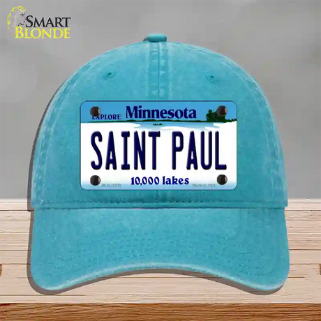 Saint Paul Minnesota State Novelty License Plate Hat Unconstructed Cotton / Lake Blue