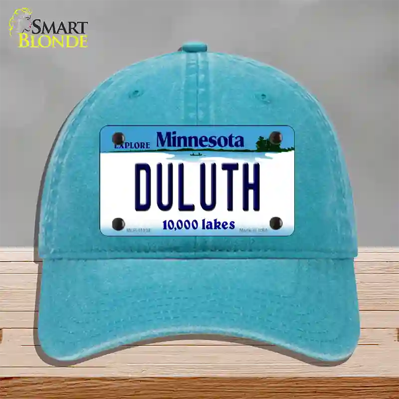 Duluth Minnesota State Novelty License Plate Hat Unconstructed Cotton / Lake Blue