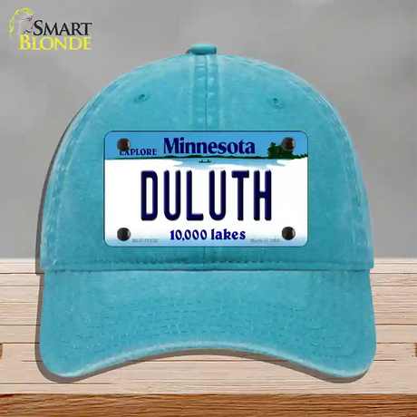 Duluth Minnesota State Novelty License Plate Hat Unconstructed Cotton / Lake Blue