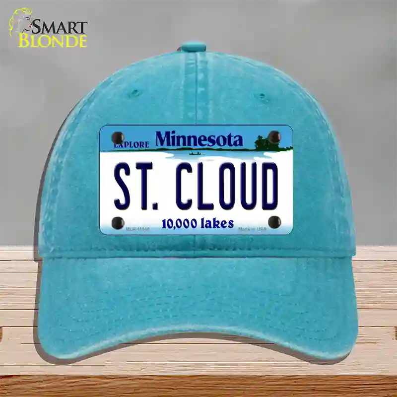 St Cloud Minnesota State Novelty License Plate Hat Unconstructed Cotton / Lake Blue