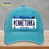 Minnetonka Minnesota State Novelty License Plate Hat Unconstructed Cotton / Lake Blue