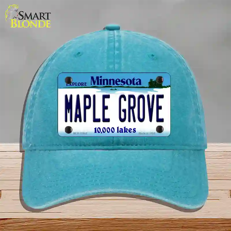 Maple Grove Minnesota State Novelty License Plate Hat Unconstructed Cotton / Lake Blue