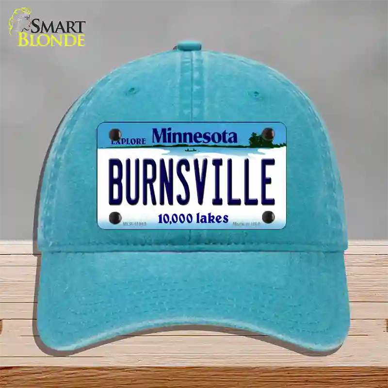 Burnsville Minnesota State Novelty License Plate Hat Unconstructed Cotton / Lake Blue