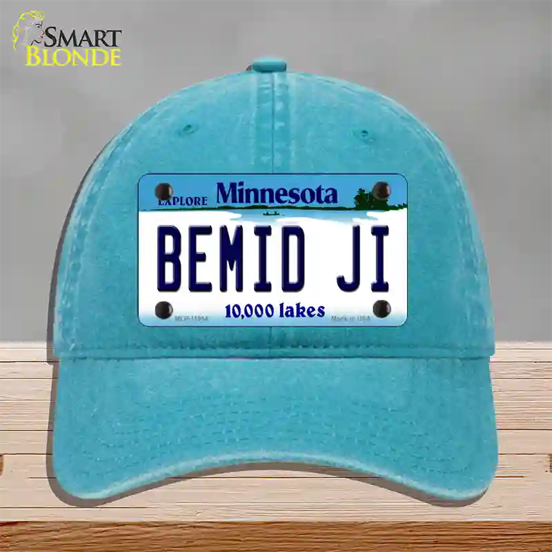 Bemid Ji Minnesota State Novelty License Plate Hat Unconstructed Cotton / Lake Blue