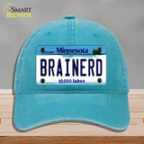 Brainerd Minnesota State Novelty License Plate Hat Unconstructed Cotton / Lake Blue