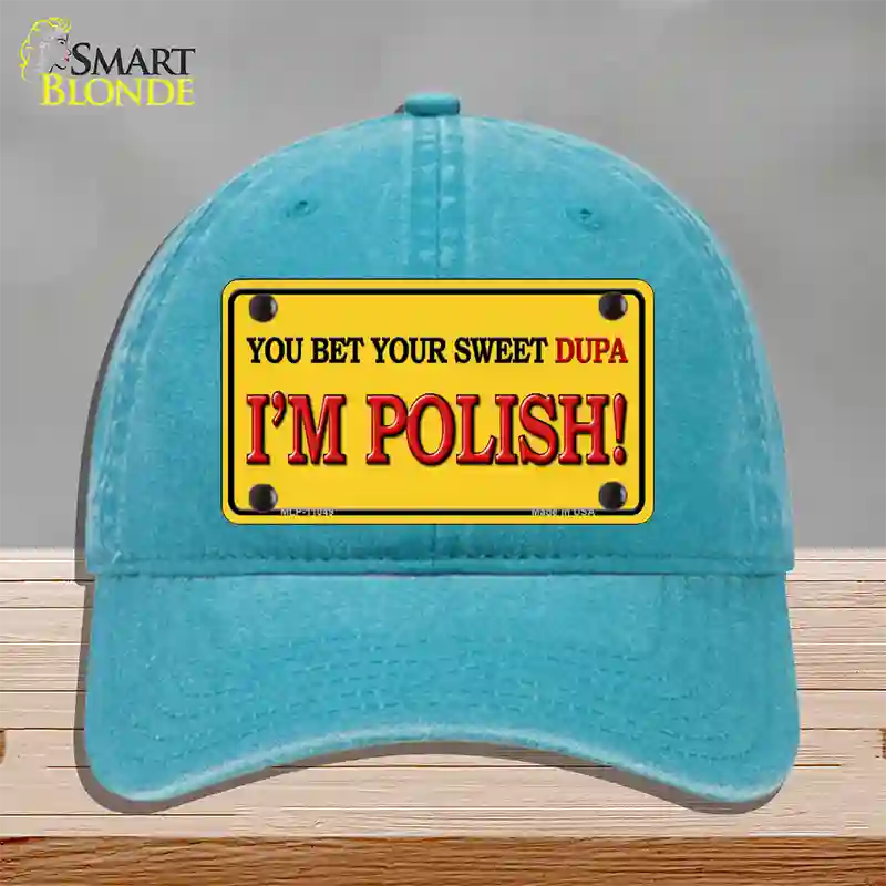 Im Polish Yellow Novelty License Plate Hat Unconstructed Cotton / Lake Blue