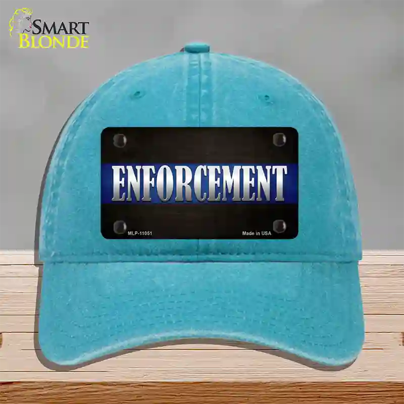 Enforcement Novelty License Plate Hat Unconstructed Cotton / Lake Blue