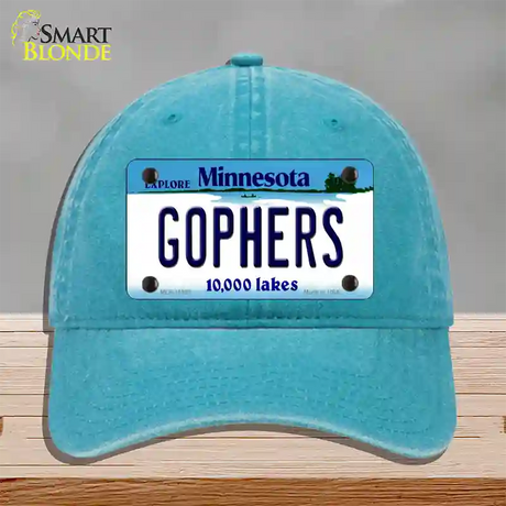 Gophers Minnesota State Novelty License Plate Hat Unconstructed Cotton / Lake Blue