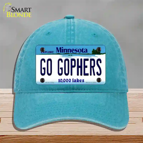 Go Gophers Minnesota State Novelty License Plate Hat Unconstructed Cotton / Lake Blue