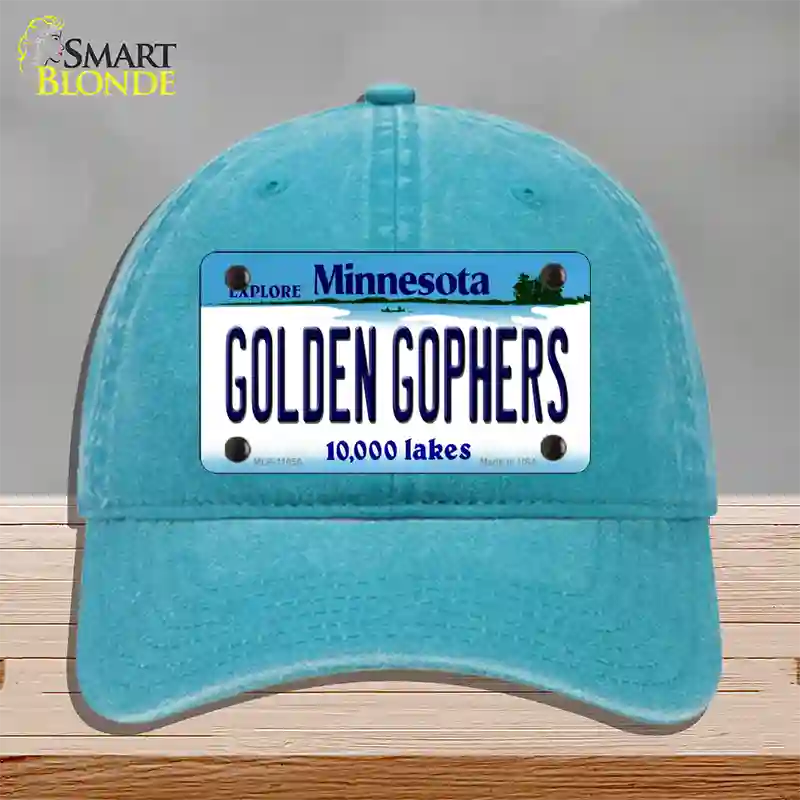 Golden Gophers Minnesota State Novelty License Plate Hat Unconstructed Cotton / Lake Blue