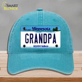 Grandpa Minnesota State Novelty License Plate Hat Unconstructed Cotton / Lake Blue