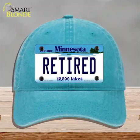 Retired Minnesota State Novelty License Plate Hat Unconstructed Cotton / Lake Blue