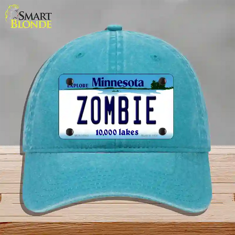 Zombie Minnesota State Novelty License Plate Hat Unconstructed Cotton / Lake Blue