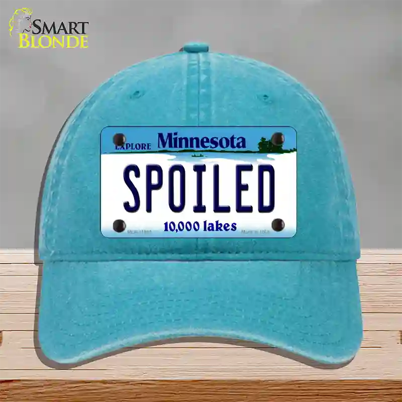 Spoiled Minnesota State Novelty License Plate Hat Unconstructed Cotton / Lake Blue