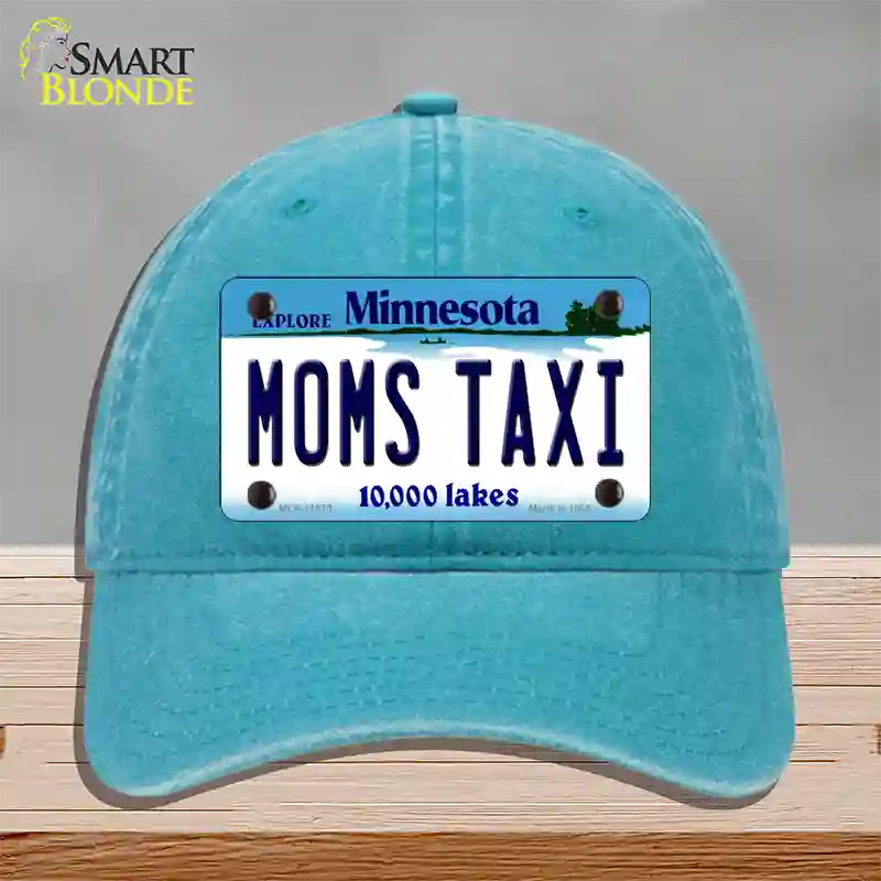 Moms Taxi Minnesota State Novelty License Plate Hat Unconstructed Cotton / Lake Blue