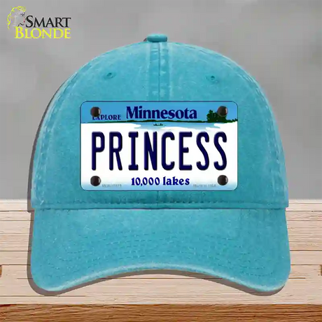 Princess Minnesota State Novelty License Plate Hat Unconstructed Cotton / Lake Blue