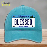 Blessed Minnesota State Novelty License Plate Hat Unconstructed Cotton / Lake Blue