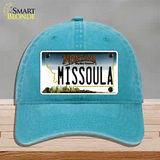 Missoula Montana State Novelty License Plate Hat Unconstructed Cotton / Lake Blue