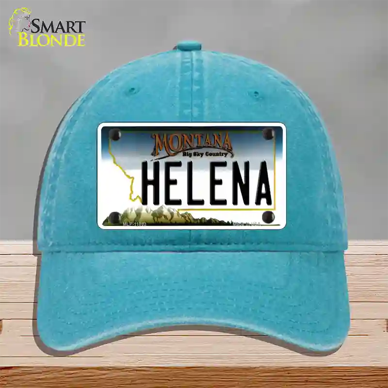 Helena Montana State Novelty License Plate Hat Unconstructed Cotton / Lake Blue