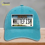 Whitefish Montana State Novelty License Plate Hat Unconstructed Cotton / Lake Blue