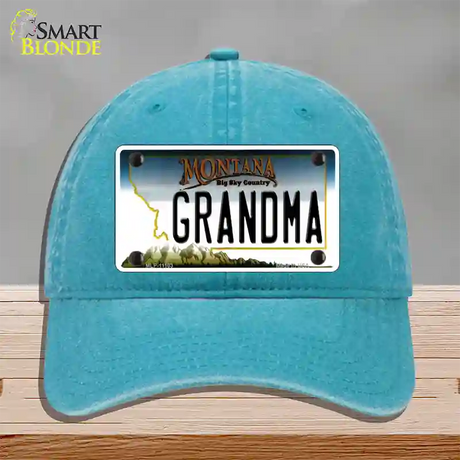 Grandma Montana State Novelty License Plate Hat Unconstructed Cotton / Lake Blue