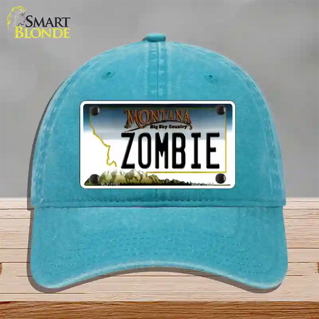 Zombie Montana State Novelty License Plate Hat Unconstructed Cotton / Lake Blue