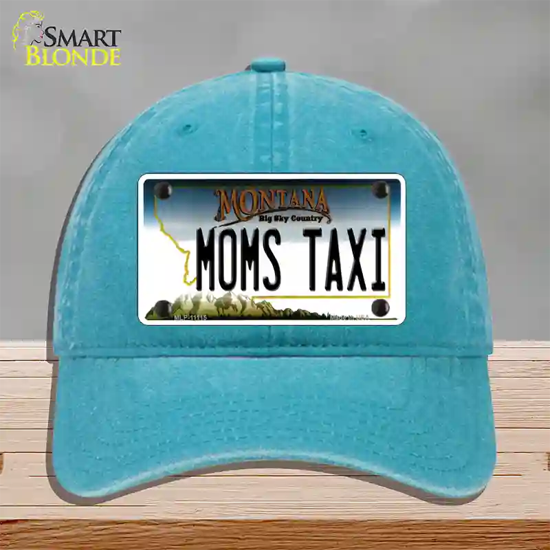 Moms Taxi Montana State Novelty License Plate Hat Unconstructed Cotton / Lake Blue