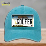 Golfer Montana State Novelty License Plate Hat Unconstructed Cotton / Lake Blue