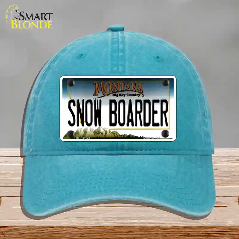 Snow Boarder Montana State Novelty License Plate Hat Unconstructed Cotton / Lake Blue