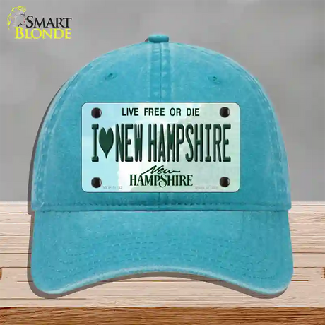 I Love New Hampshire State Novelty License Plate Hat Unconstructed Cotton / Lake Blue