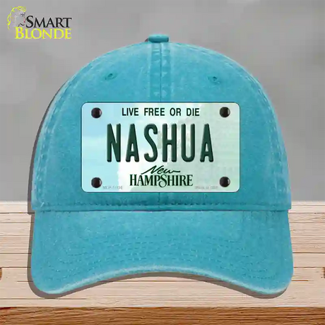 Nashua New Hampshire State Novelty License Plate Hat Unconstructed Cotton / Lake Blue