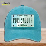 Portsmouth New Hampshire State Novelty License Plate Hat Unconstructed Cotton / Lake Blue