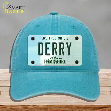 Derry New Hampshire State Novelty License Plate Hat Unconstructed Cotton / Lake Blue