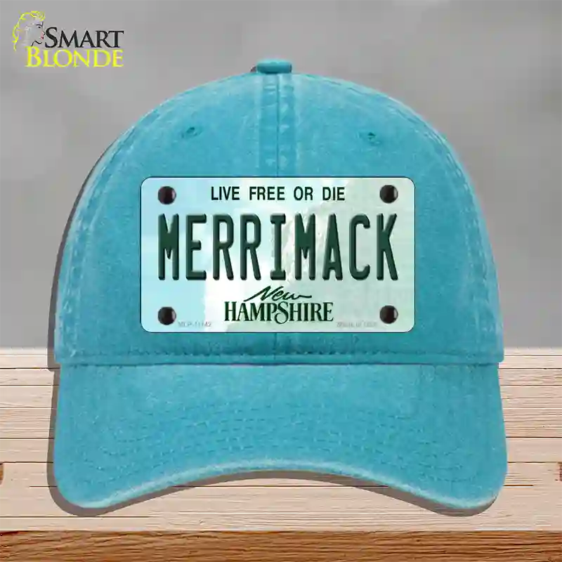 Merrimack New Hampshire State Novelty License Plate Hat Unconstructed Cotton / Lake Blue