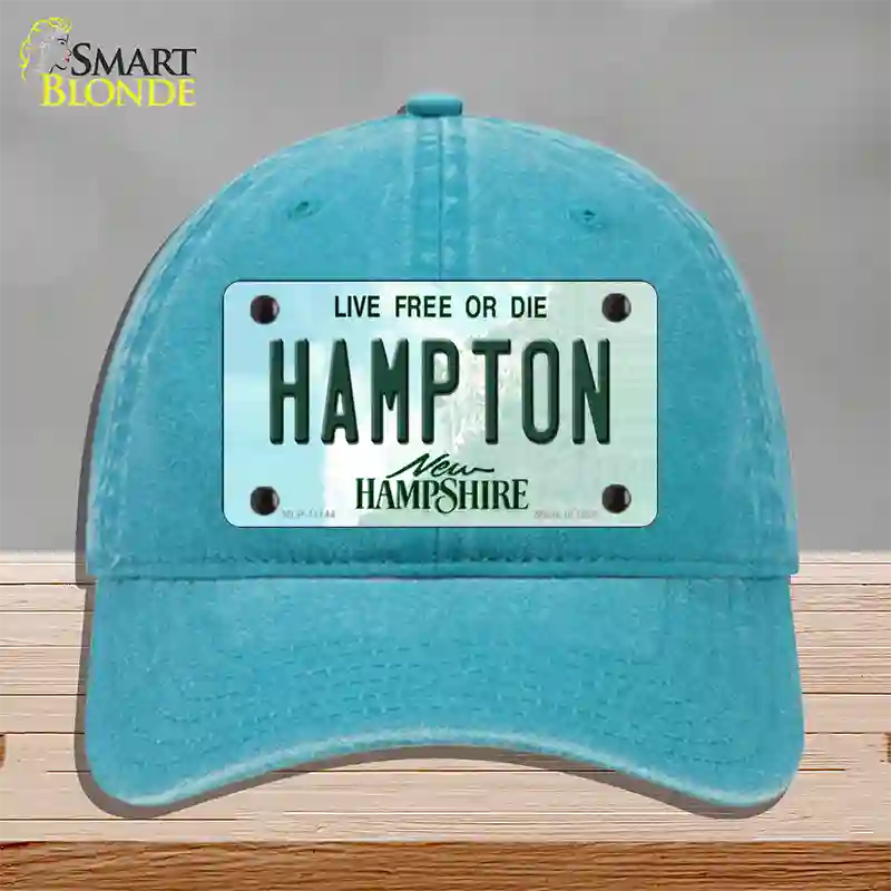 Hampton New Hampshire State Novelty License Plate Hat Unconstructed Cotton / Lake Blue