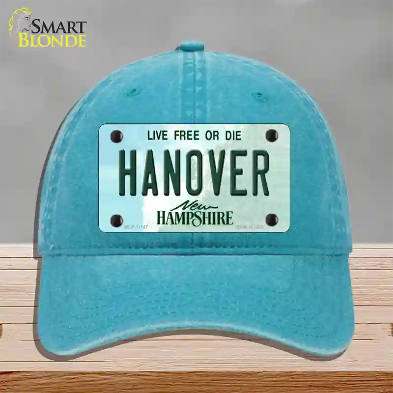 Hanover New Hampshire State Novelty License Plate Hat Unconstructed Cotton / Lake Blue