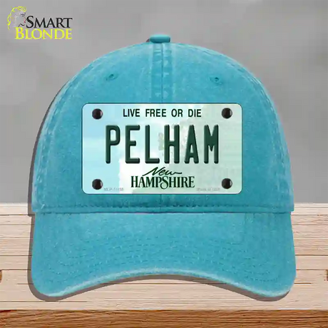 Pelham New Hampshire State Novelty License Plate Hat Unconstructed Cotton / Lake Blue